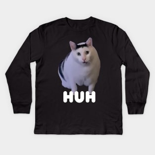 Huh Cat Meme Kids Long Sleeve T-Shirt